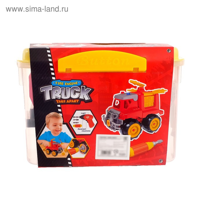 Конструктор винтовой «Пожарная машина», 18 деталей, с электрическим шуруповёртом Конструктор винтовой «Пожарная машина», 18 деталей, с электрическим шуруповёртом