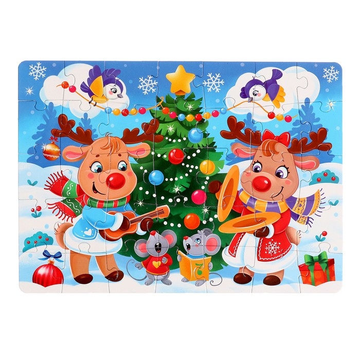 Набор пазлов с игрушкой 3 в 1 «Праздник у оленят» Набор пазлов с игрушкой 3 в 1 «Праздник у оленят»