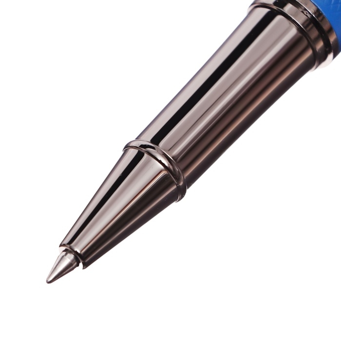 Ручка подарочная роллер в кожзам футляре Офис корпус синий Ручка подарочная роллер в кожзам футляре Офис корпус синий