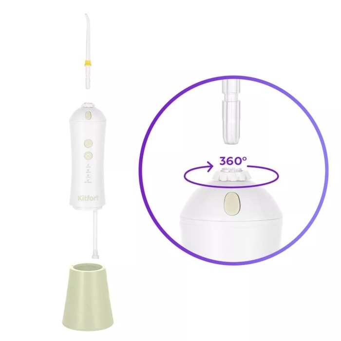 Ирригатор Kitfort КТ-2958-2, портативный, 200 мл, 4 режима, 3 насадки, от АКБ, бело-бежевый Ирригатор Kitfort КТ-2958-2, портативный, 200 мл, 4 режима, 3 насадки, от АКБ, бело-бежевый