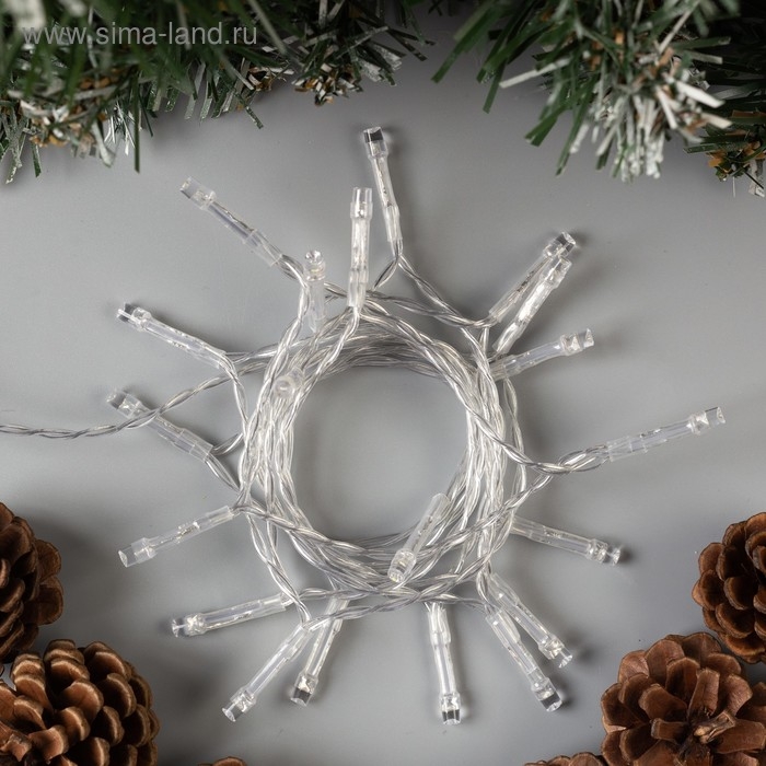 Гирлянда «Нить» 2 м, IP20, прозрачная нить, 20 LED, свечение белое, 2 режима, AAх3 Гирлянда «Нить» 2 м, IP20, прозрачная нить, 20 LED, свечение белое, 2 режима, AAх3