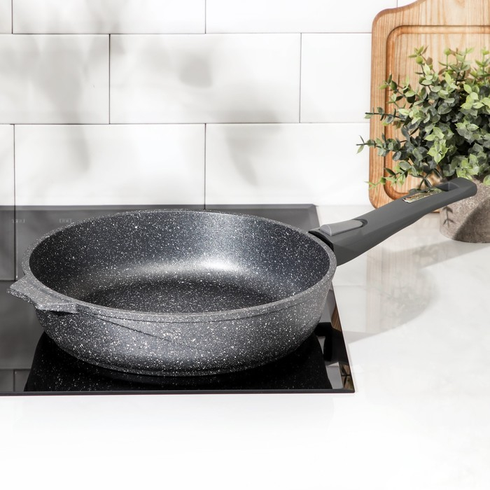Сковорода «Гранит», d=28 см, съёмная ручка, антипригарное покрытие, цвет серый Сковорода «Гранит», d=28 см, съёмная ручка, антипригарное покрытие, цвет серый
