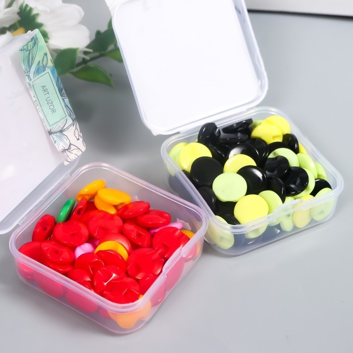 Пуговицы пластик на полуножке Пуговицы пластик на полуножке "Кругляш разноцветный " 1,3х1,3 см набор 50 шт 2х5,5х5,5 см