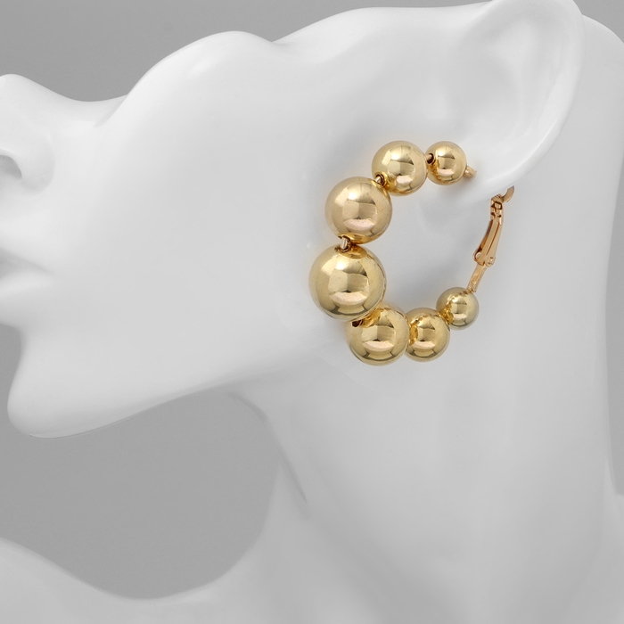 Серьги-кольца «Бусины» на уменьшение, цвет золото Серьги-кольца «Бусины» на уменьшение, цвет золото