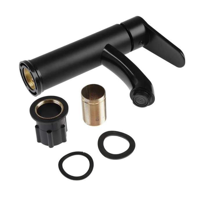 Смеситель для раковины ZEIN Z3719, однорычажный, длина излива 12 см, пластик, черный Смеситель для раковины ZEIN Z3719, однорычажный, длина излива 12 см, пластик, черный