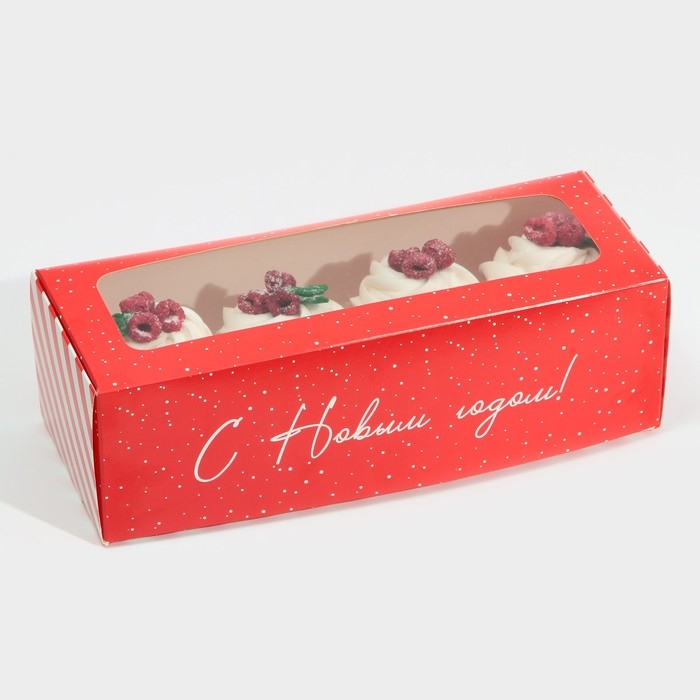 Коробка для кондитерских изделий с окном «С Новым годом!», 26 х 10 х 8 см, Новый год Коробка для кондитерских изделий с окном «С Новым годом!», 26 х 10 х 8 см, Новый год