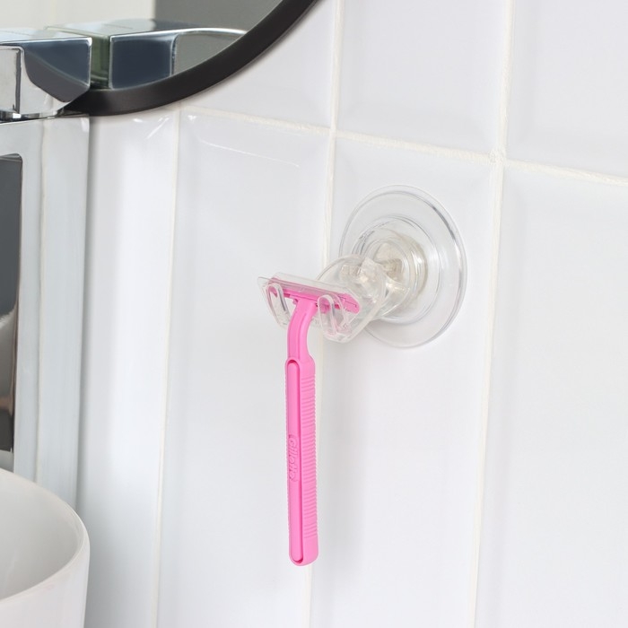 Держатель для бритвы на липучке Доляна, 6,3×6,5 см, цвет прозрачный Держатель для бритвы на липучке Доляна, 6,3×6,5 см, цвет прозрачный