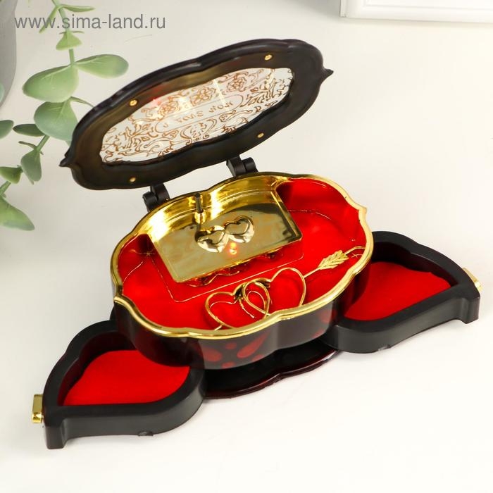 Шкатулка музыкальная овал "Резная" 12х8х5 см