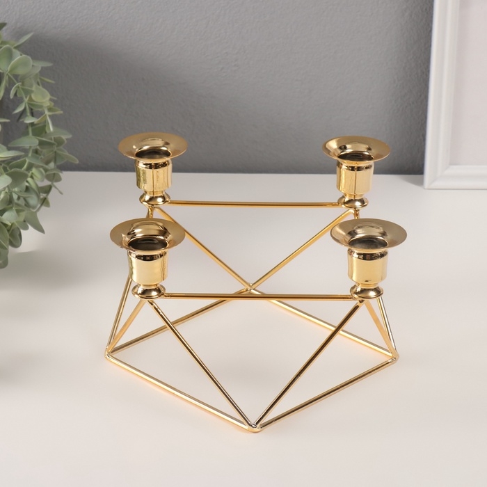 Подсвечник металл на 4 свечи Подсвечник металл на 4 свечи "Геометрия" d-2 см 21х21,5х14 см