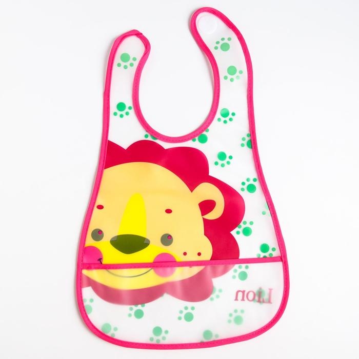 Нагрудник непромокаемый из клеёнки с карманом «Львёнок», на липучке Нагрудник непромокаемый из клеёнки с карманом «Львёнок», на липучке