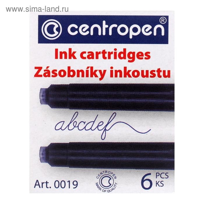 Картриджи для перьевых ручек Centropen 0019/06, 6 штук, чернила синие Картриджи для перьевых ручек Centropen 0019/06, 6 штук, чернила синие