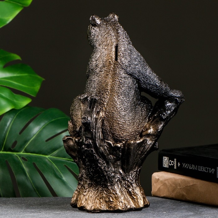 Копилка Копилка "Мишка на пне" бронза, 31см