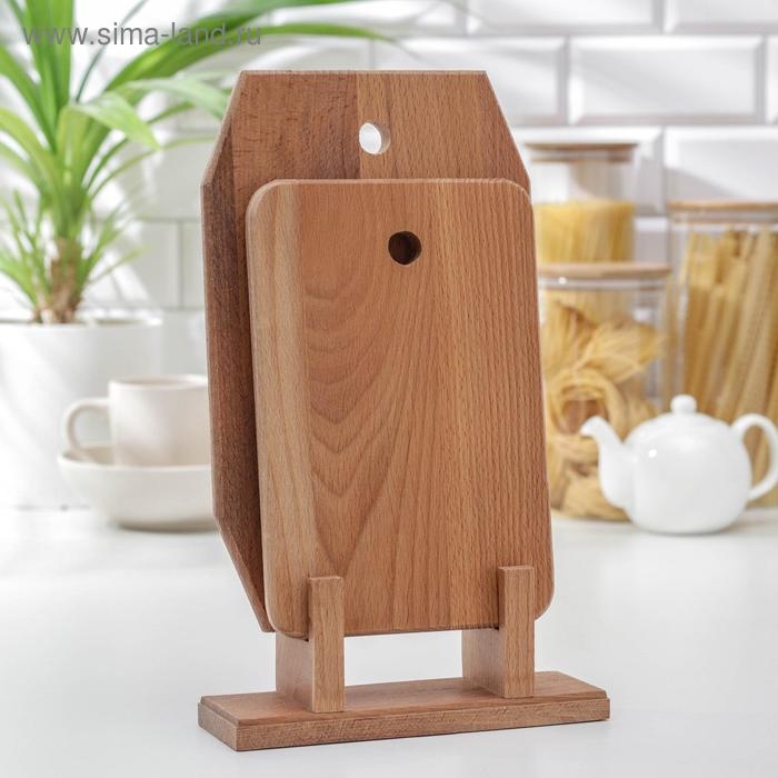 Нaбор досок разделочных нa подстaвке Премиум, 2 шт: 24×15 см, 30×19,5 см, мaссив букa