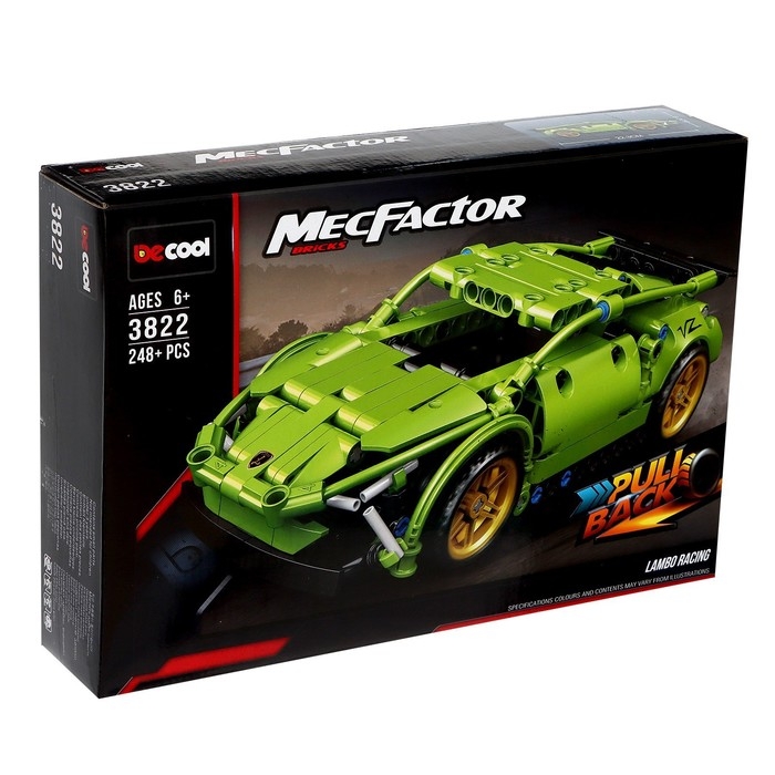 Конструктор гоночная машина DECOOL MecFactor, инерционный, 248 деталей, 6+ Конструктор гоночная машина DECOOL MecFactor, инерционный, 248 деталей, 6+
