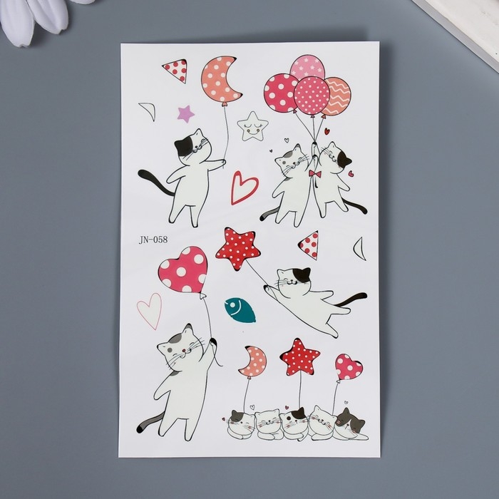 Татуировка на тело цветная Татуировка на тело цветная "Полёт котиков" светящаяся в темноте 12х7,5 см