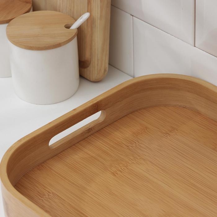 Поднос с ручками Доляна Striata, 40×28×4,5 см, бамбук Поднос с ручками Доляна Striata, 40×28×4,5 см, бамбук