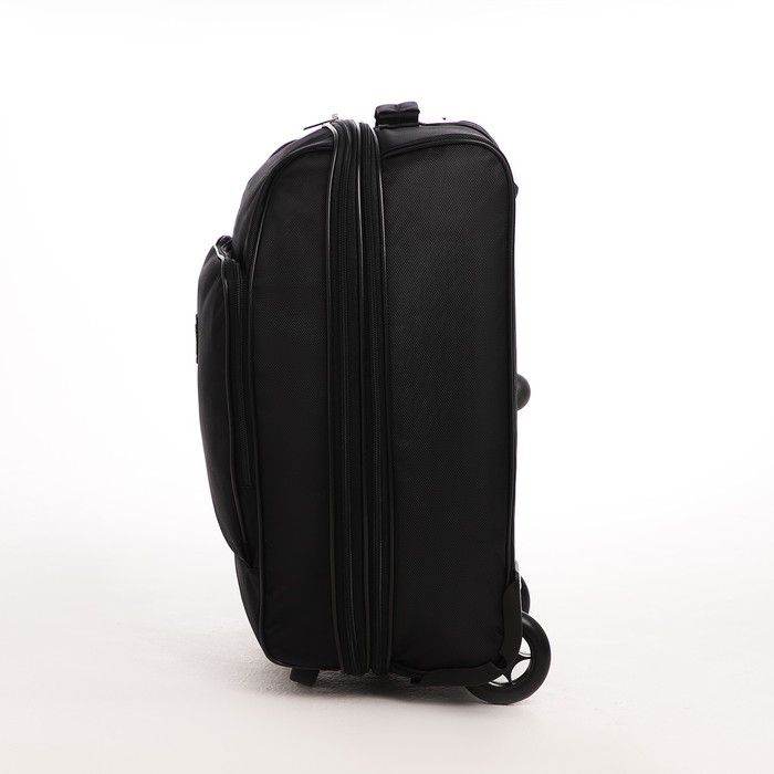 Чемодан малый 52 л (S), «Фабрика КАРТЕКС», отдел на молнии, с расширением, наружный карман, 2 колеса, цвет чёрный Чемодан малый 52 л (S), «Фабрика КАРТЕКС», отдел на молнии, с расширением, наружный карман, 2 колеса, цвет чёрный