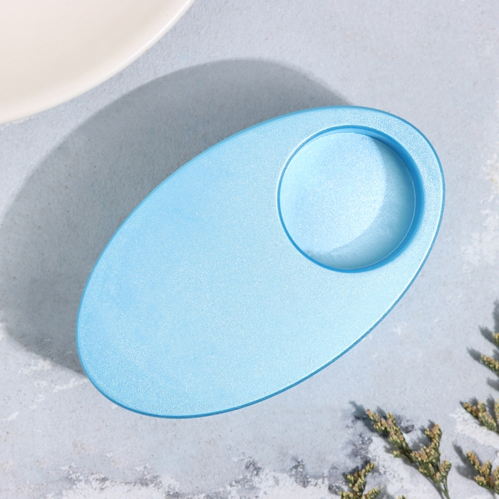 Подсвечник Подсвечник "Узкий овал. Мрамор" из гипса,11,5х7х4см,голубой