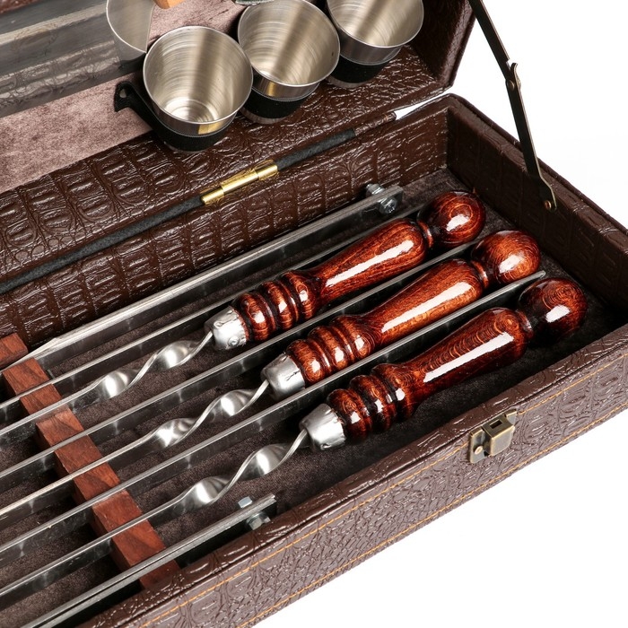 Набор с шампурами подарочный  Набор с шампурами подарочный "Элит-X" в коробке из эко-кожи №7