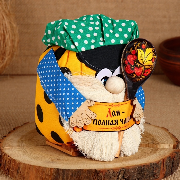 Домовой Санёк Домовой Санёк "Дом - полная чаша", с ложкой, 19 х 17 см, микс