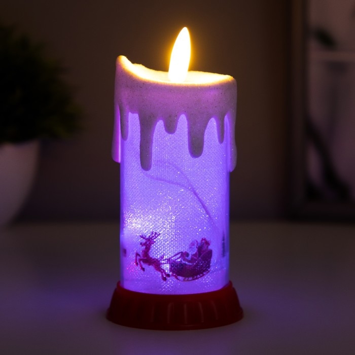 Ночник Ночник " Морозная свеча" LED RGB от батареек LR44 6х6х10 см RISALUX