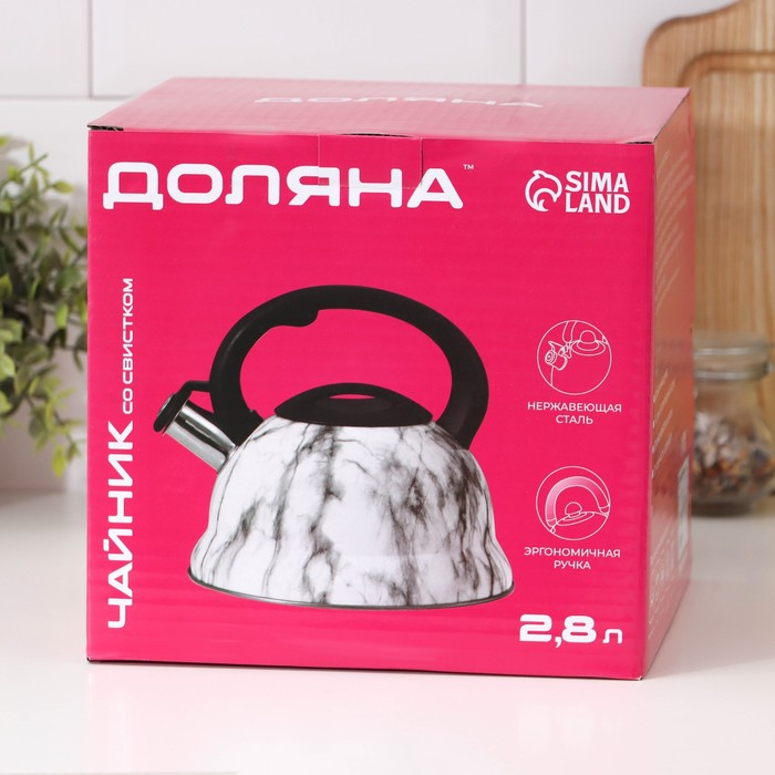 Чайник со свистком из нержавеющей стали Доляна «Рио», 2,8 л, фиксированная ручка, цвет зелёный Чайник со свистком из нержавеющей стали Доляна «Рио», 2,8 л, фиксированная ручка, цвет зелёный