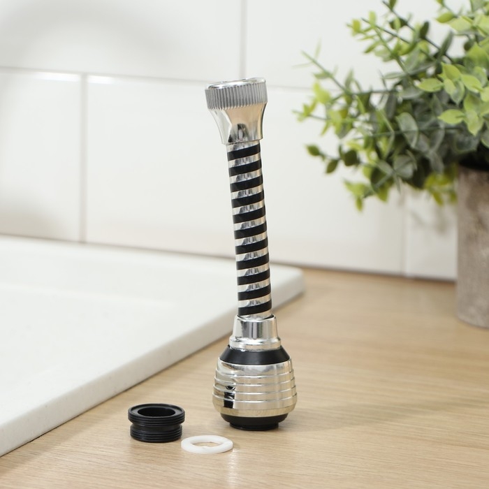 Поворотная насадка на кран Доляна «Флекс Фикс», d=1,5 см, с изменяемым углом наклона и интенсивностью струи, с сеткой Поворотная насадка на кран Доляна «Флекс Фикс», d=1,5 см, с изменяемым углом наклона и интенсивностью струи, с сеткой