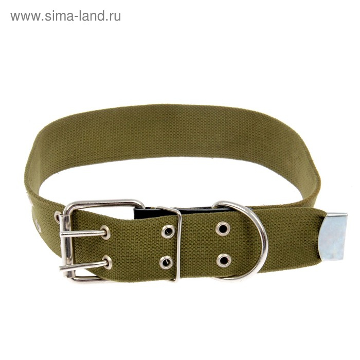Ошейник брезентовый однослойный, 84 х 4.5 см, ОШ 50-70 см, хаки Ошейник брезентовый однослойный, 84 х 4.5 см, ОШ 50-70 см, хаки