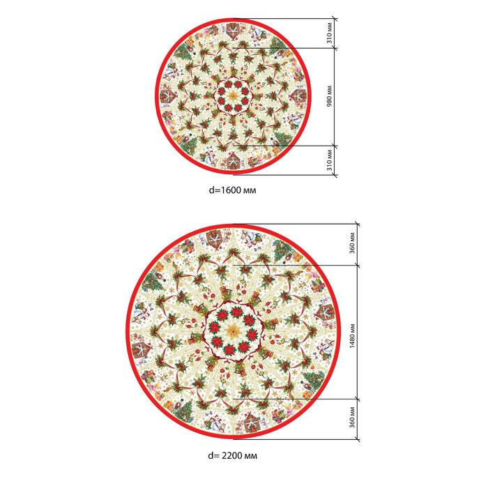 Скатерть новогодняя Этель "Новогодние игрушки" d=220см +/-3см с ГВМО, хл100%