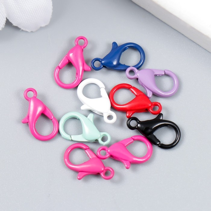 Основа для брелока карабин металл Основа для брелока карабин металл "Клик" МИКС набор 10шт 0,9х1,4 см