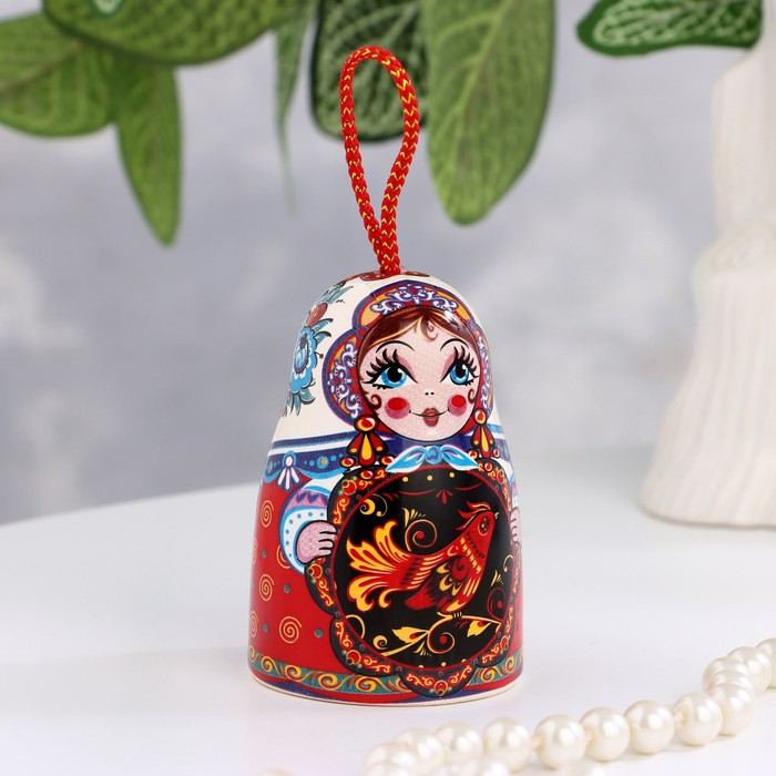 Колокольчик матрешка средняя, хохлома, 7 см Колокольчик матрешка средняя, хохлома, 7 см