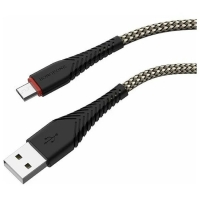 Кабель Borofone BX25, microUSB - USB, 2.4 А, 1 м, нейлоновая оплётка, чёрный