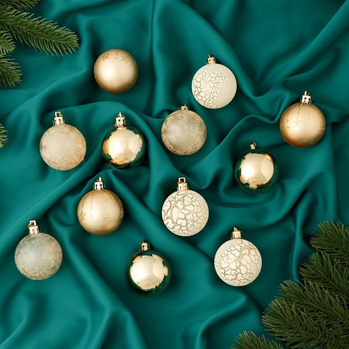 Набор шаров пластик d-5 см, 12 шт Набор шаров пластик d-5 см, 12 шт "Морозный день" микс