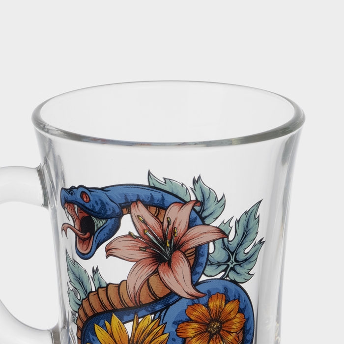 Кружка стеклянная для глинтвейна «Цветы и змеи», 200 мл, МИКС Кружка стеклянная для глинтвейна «Цветы и змеи», 200 мл, МИКС