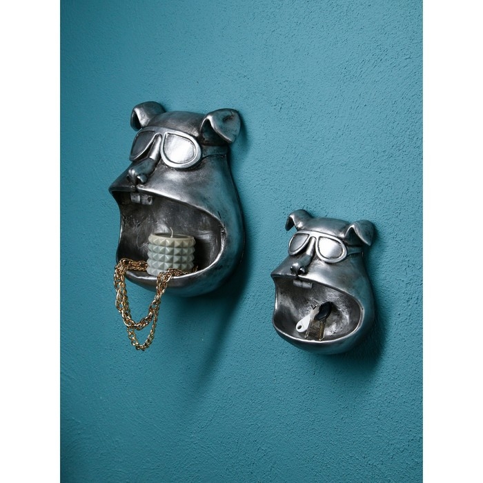 Набор настенных фигур «Собака», полистоун, 25 см, цвет серебро Набор настенных фигур «Собака», полистоун, 25 см, цвет серебро