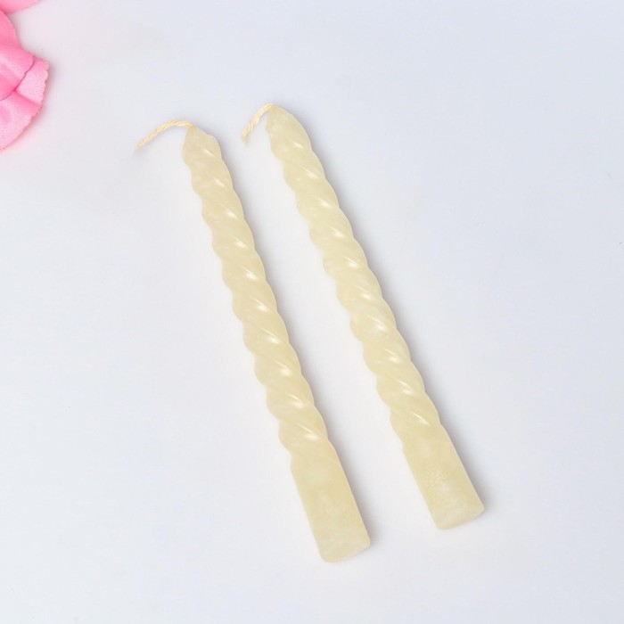 Набор свечей витых, 1,5х15 см, 2 штуки, аромат жасмин Набор свечей витых, 1,5х15 см, 2 штуки, аромат жасмин