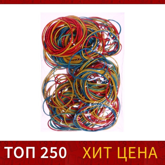 Банковская резинка, 200 г, диаметр 60 мм, длина 95 мм, сечение 1,7 х 1,7 мм, микс, в пакете Банковская резинка, 200 г, диаметр 60 мм, длина 95 мм, сечение 1,7 х 1,7 мм, микс, в пакете