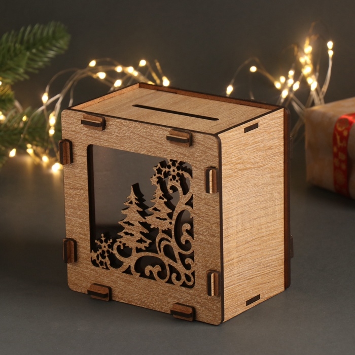 Новогодняя копилка  Новогодняя копилка "Елки" 12х12х9 см
