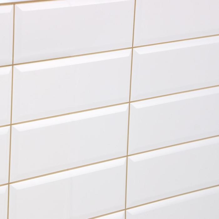 Панель ПВХ Плитка Белая бежевый шов 957х482 мм Панель ПВХ Плитка Белая бежевый шов 957х482 мм