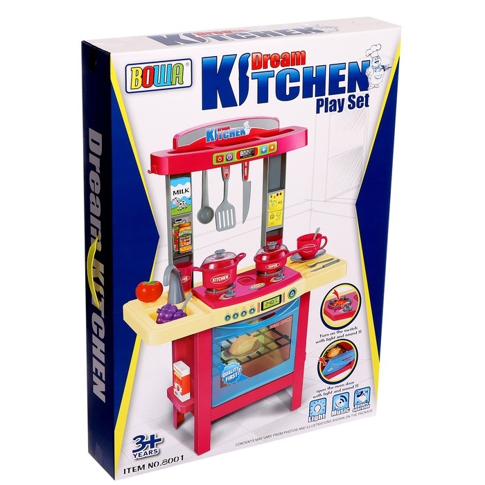 Игровой набор «Кухня мечты» с посудой и продуктами, свет, звук, работает от батареек Игровой набор «Кухня мечты» с посудой и продуктами, свет, звук, работает от батареек