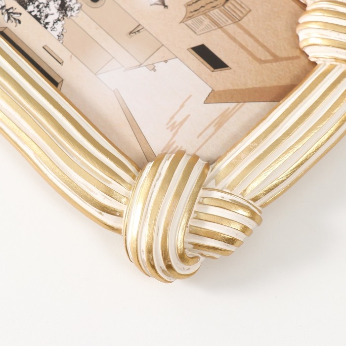 Фоторамка полистоун 10х15 см Фоторамка полистоун 10х15 см "Узлы" белая с золотом 14,2х2,2х19,2 см