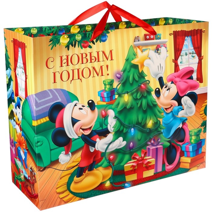 Новый год. Пакет подарочный Новый год. Пакет подарочный "С Новым годом!" 49х40х11 см, Микки Маус