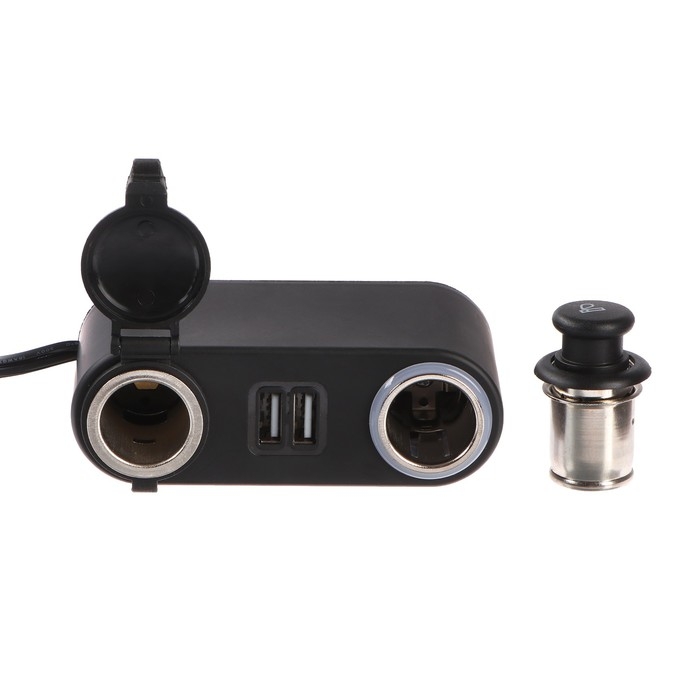 Разветвитель прикуривателя, провод 90 см, USB 2.1 А Разветвитель прикуривателя, провод 90 см, USB 2.1 А