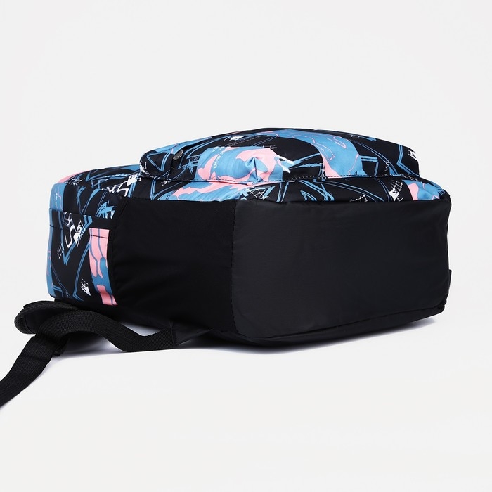 Рюкзак школьный из текстиля на молнии, 3 кармана, цвет розовый/голубой