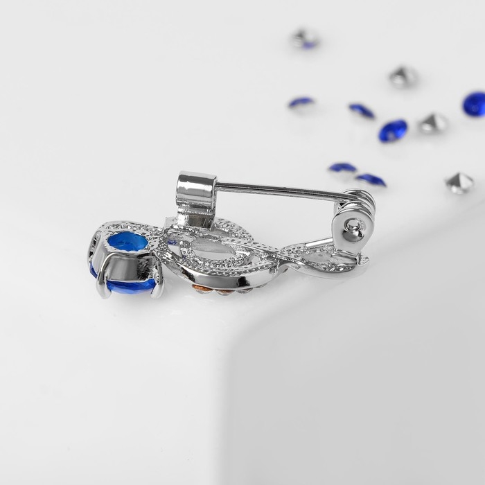 Брошь «Скрипичный ключ» мини, вдохновение, цвет бело-синий в серебре Брошь «Скрипичный ключ» мини, вдохновение, цвет бело-синий в серебре