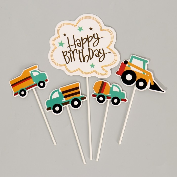 Топпер «С днём рождения. Транспорт», 5 шт. Топпер «С днём рождения. Транспорт», 5 шт.