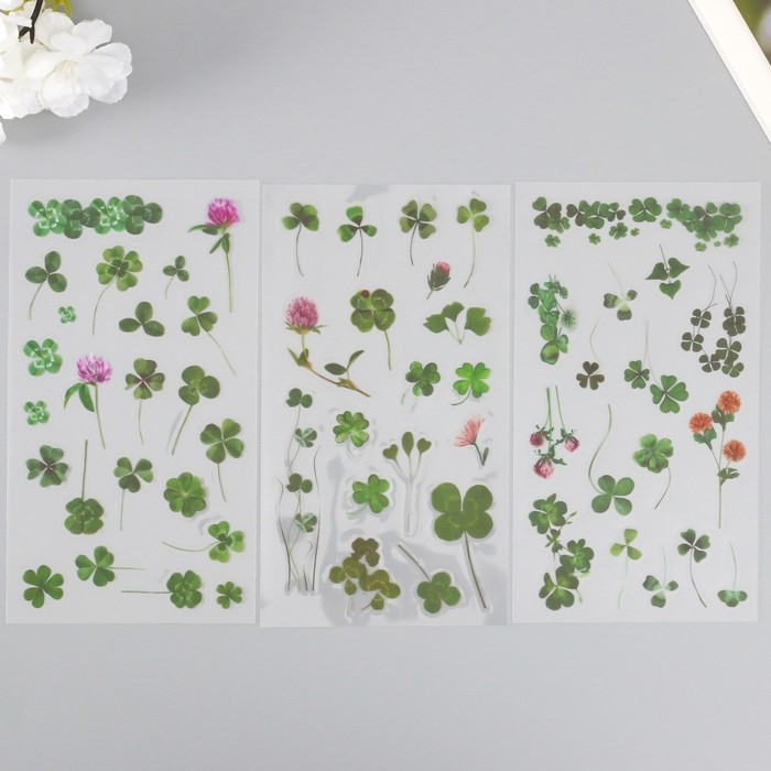 Наклейки пластик Наклейки пластик "Клевер" набор 6 листов 10х18 см