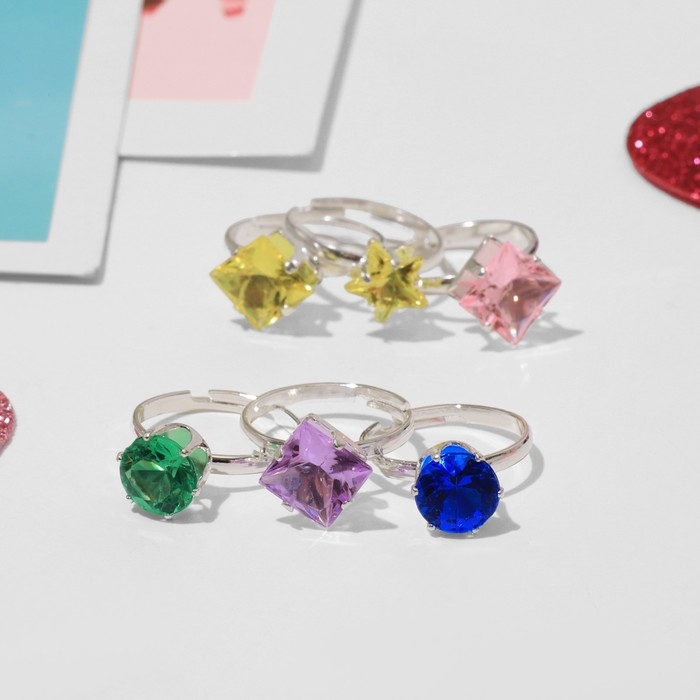 Кольца детские набор 12шт «Выбражулька», форма МИКС, цвет МИКС в серебре, б-р Кольца детские набор 12шт «Выбражулька», форма МИКС, цвет МИКС в серебре, б-р