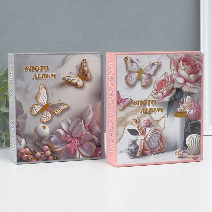 Фотоальбом на 40 фото 10х15 см "Бабочка в цветах 3D" в коробке МИКС 4,5х14х17 см