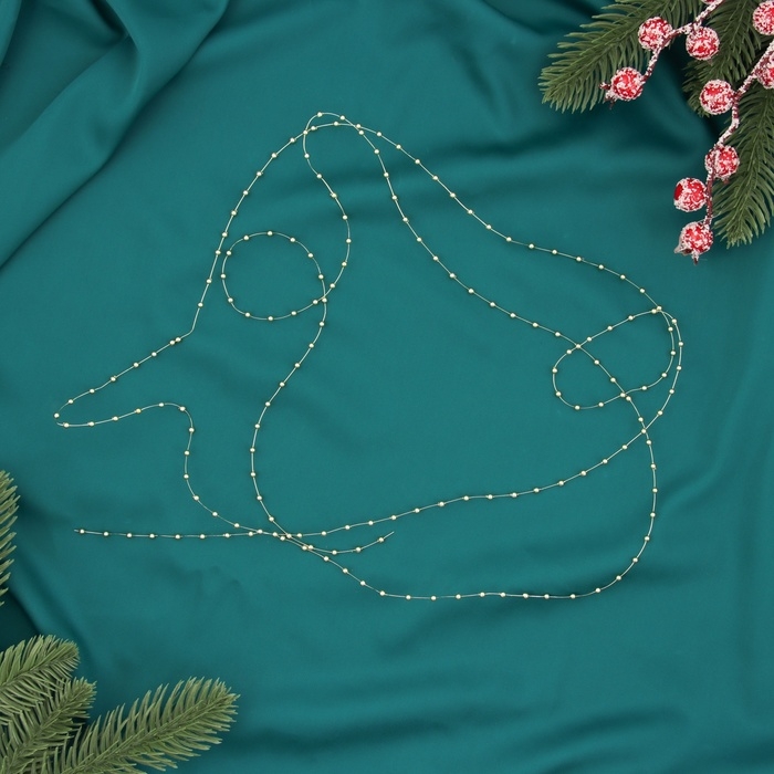 Бусы на ёлку 2 м d-2 мм Бусы на ёлку 2 м d-2 мм "Бусины мини нити" золото